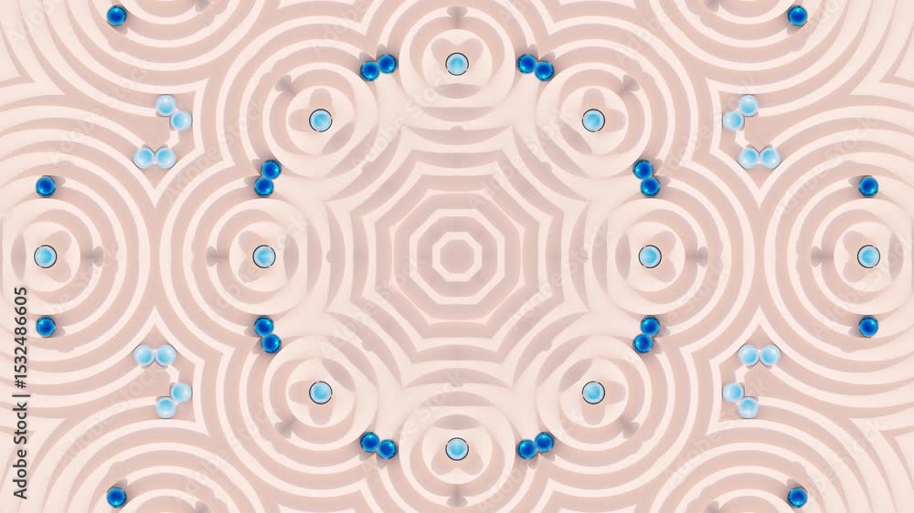 Poster modern abstract background with rotating geometric ornament in seamless 3d mosaic loop for artistic 