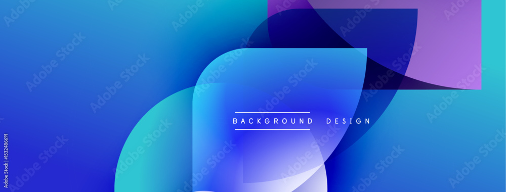 Aufkleber Abstract blue gradients overlap, creating dynamic visual effect. Text reads background design within central shape. Modern, clean aesthetic.