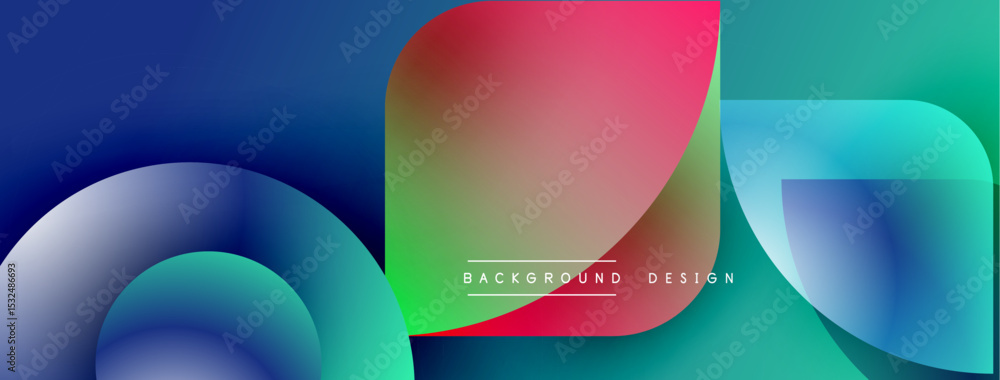 Aufkleber Abstract fluid shapes, vibrant colors blend. Modern design, smooth gradients create dynamic composition. Background suggests innovation, energy.