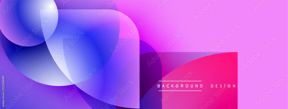 Poster Abstract fluid shapes, vibrant purple hues, modern design. Gradient colors create dynamic visual effect. Minimalist text overlay present.