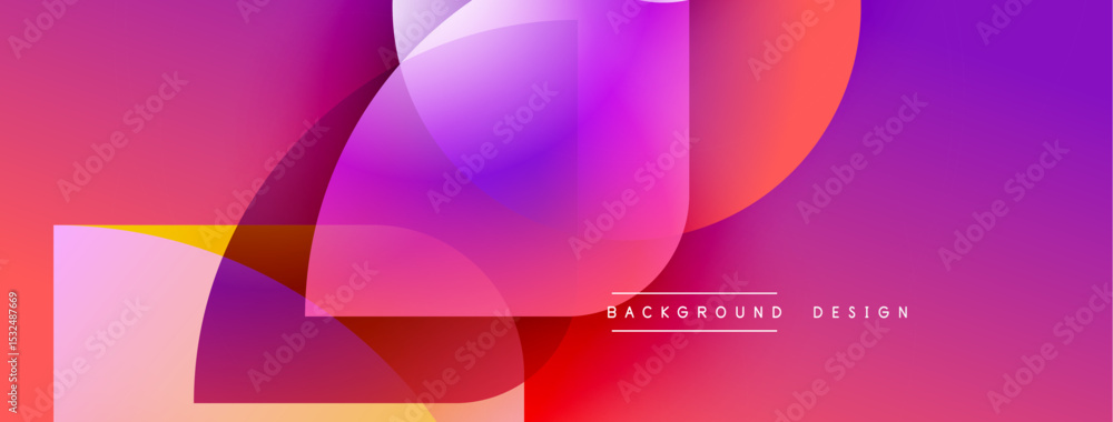 Aufkleber Abstract colorful shapes overlap, creating dynamic visual effect. Gradient hues blend, forming modern background design.