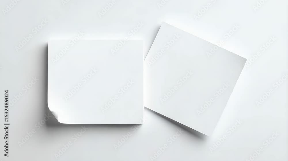 Poster two blank square memo notes in a minimalist aesthetic with a clean, bright, white background with so