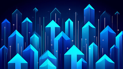 Blue Upward Arrows Illustration – Abstract Growth and Success Business Concept Background
