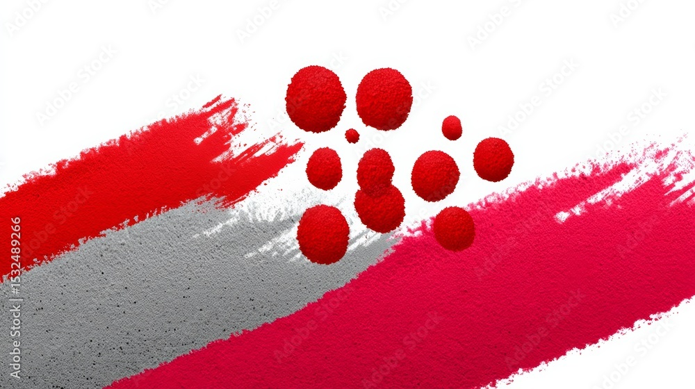 Poster red and white flag with red dots on it. the flag is a symbol of a country