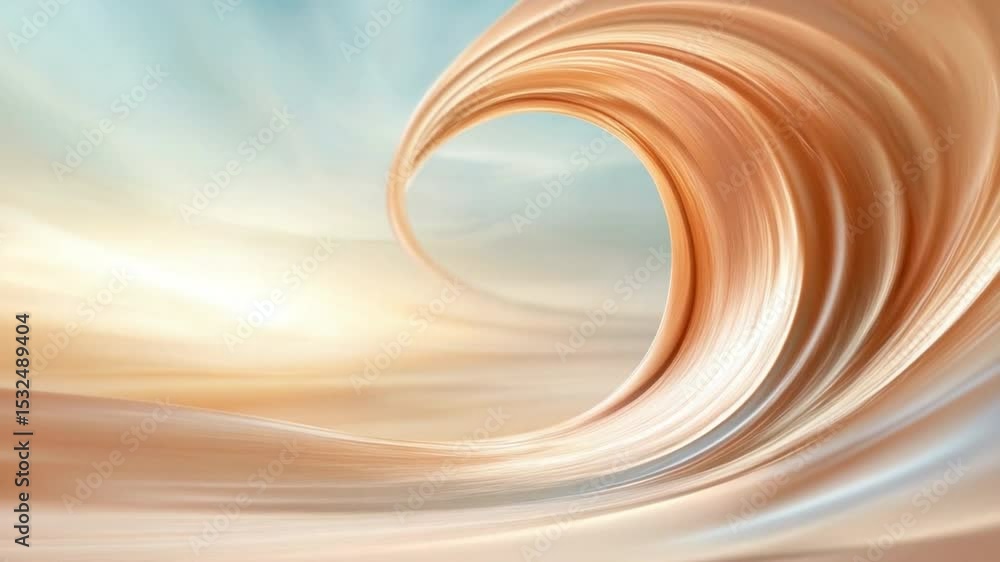 Poster Dynamic Flow Abstract: An elegant abstract piece of flowing lines in warm shades of orange and brown evokes a sense of movement and fluidity, with soft gradients that add depth and dimension.