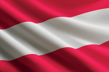 Austria flag waving in the wind, detailed silk texture