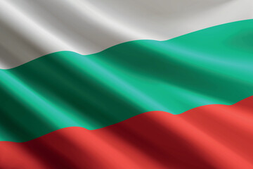 Obraz premium Bulgaria flag waving in the wind, detailed silk texture