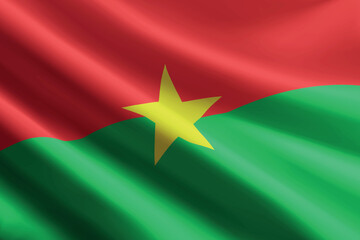 Burkina Faso flag waving in the wind, detailed silk texture