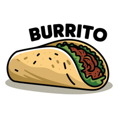 Delicious Burrito with Cheese and Veggies Illustration