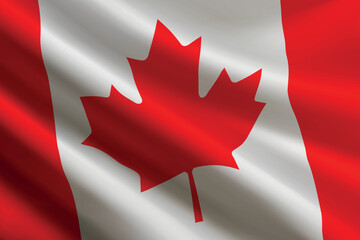 Canada flag waving in the wind, detailed silk texture