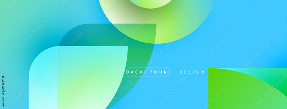 Poster abstract fluid shapes overlap. blue, green hues dominate composition. modern design element for back