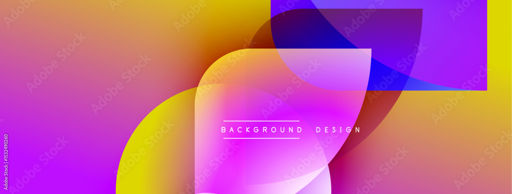 Aufkleber Abstract vibrant shapes overlap. Pink, purple, yellow hues blend smoothly creating dynamic visual effect. Modern design element.