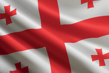 Georgia flag waving in the wind, detailed silk texture