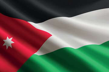 Jordan flag waving in the wind, detailed silk texture