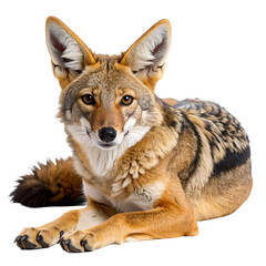 Fototapeta premium Isolated coyote portrait featuring detailed fur and expressive eyes on transparent background