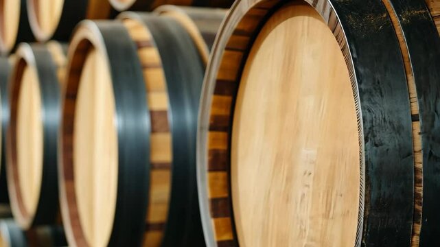 Dynamic movement of wine barrels in a cellar reflecting traditional craftsmanship