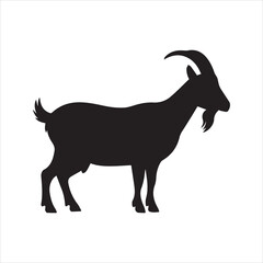Goat silhouette vector icon. Farm animal graphic illustration isolated on white background