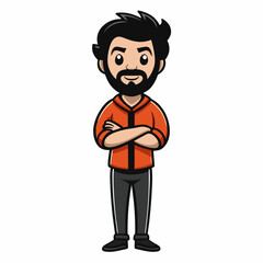 Creative Man Standing with Arms Crossed Vector Illustration | Confident Male Silhouette for Business and Professional Themes