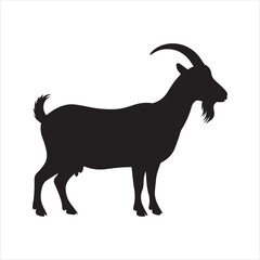 Goat silhouette vector icon. Farm animal graphic illustration isolated on white background