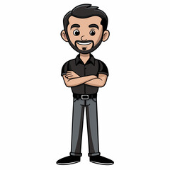 Creative Man Standing with Arms Crossed Vector Illustration | Confident Male Silhouette for Business and Professional Themes