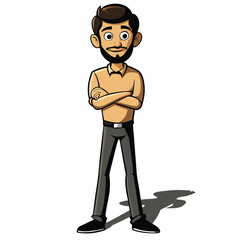 Creative Man Standing with Arms Crossed Vector Illustration | Confident Male Silhouette for Business and Professional Themes