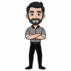 Creative Man Standing with Arms Crossed Vector Illustration | Confident Male Silhouette for Business and Professional Themes