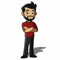 Creative Man Standing with Arms Crossed Vector Illustration | Confident Male Silhouette for Business and Professional Themes