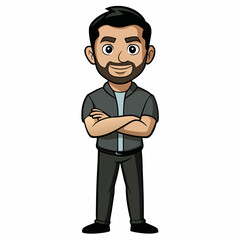 Creative Man Standing with Arms Crossed Vector Illustration | Confident Male Silhouette for Business and Professional Themes