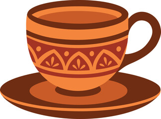 ceramic cup plate vector art illustration