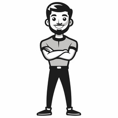 Creative Man Standing with Arms Crossed Vector Illustration | Confident Male Silhouette for Business and Professional Themes