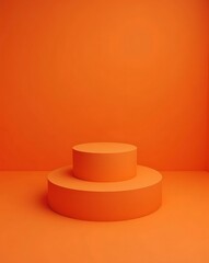 Two tiered orange cylinder display platform