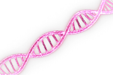Diagonal Pink DNA Helix on Transparent Background