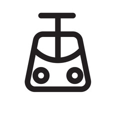 Simple black and white icon of a train's front, depicting its outline.