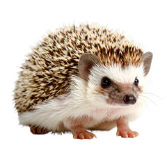 Obraz premium Close-up portrait of a curious hedgehog with spiky fur on transparent background