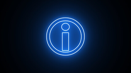 A neon blue faq question icon is glowing on a dark background