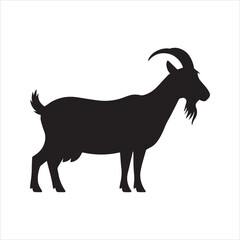Goat silhouette vector icon. Farm animal graphic illustration isolated on white background