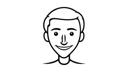 simple male character smiling line art vector illustration