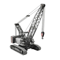 Heavy-duty black construction crane on crawlers for large-scale industrial projects transparent PNG