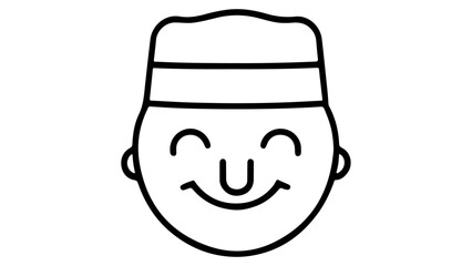 simple illustration of a baker smiling line art vector, simple line art sign of a happy baker smiling face