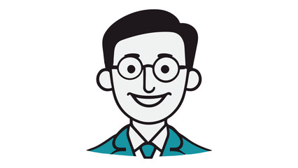 person in suit and glasses smiling simple vector illustration