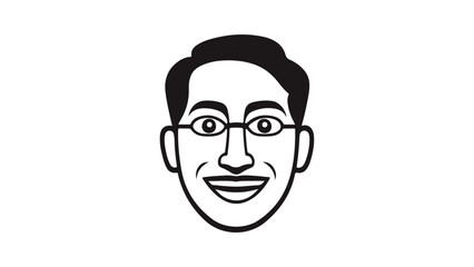 person with glasses smiling simple shape vector silhouette illustration