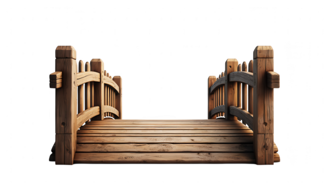 Wooden Bridge Isolated A Rustic Pathway for Tranquil Escapes and Serene Nature Scenery