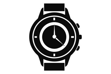 Bold Black Smartwatch Graphic Illustration Showing the Time 1022 with Button Details