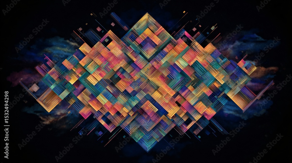 Aufkleber iridescent geometric patterns with a dark moody backdrop create a stunning visual expression
