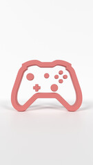 3D Coral Red Video Game Controller Icon for Gaming, Entertainment, and Digital Play – 8K Render on White Background

