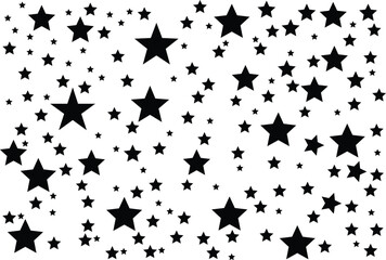 Captivating black stars, large stars, shining stars pattern on white background.