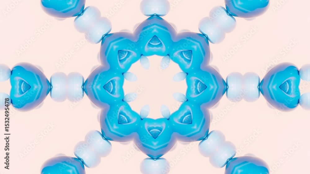 Poster psychedelic abstract background with 3d kaleidoscope motion and rotating geometric ornament for mode