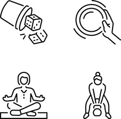 Set of Sports Art Outline Style Icons 

