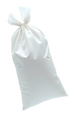 Plain white plastic bag tied shut, appearing clean and ready for purpose