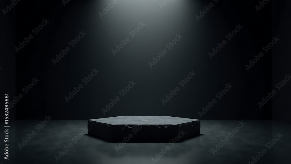 Poster Dark hexagonal stone platform product display